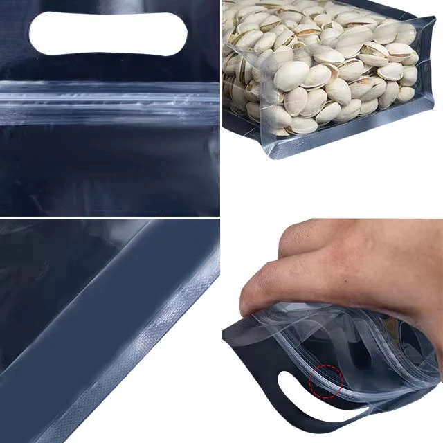 Flat Bottom Wholesale Stand Up Pouch Bagsplastic Protein Powder Pouch Clear Transparent Snack Nut Coffee Zipper Bags