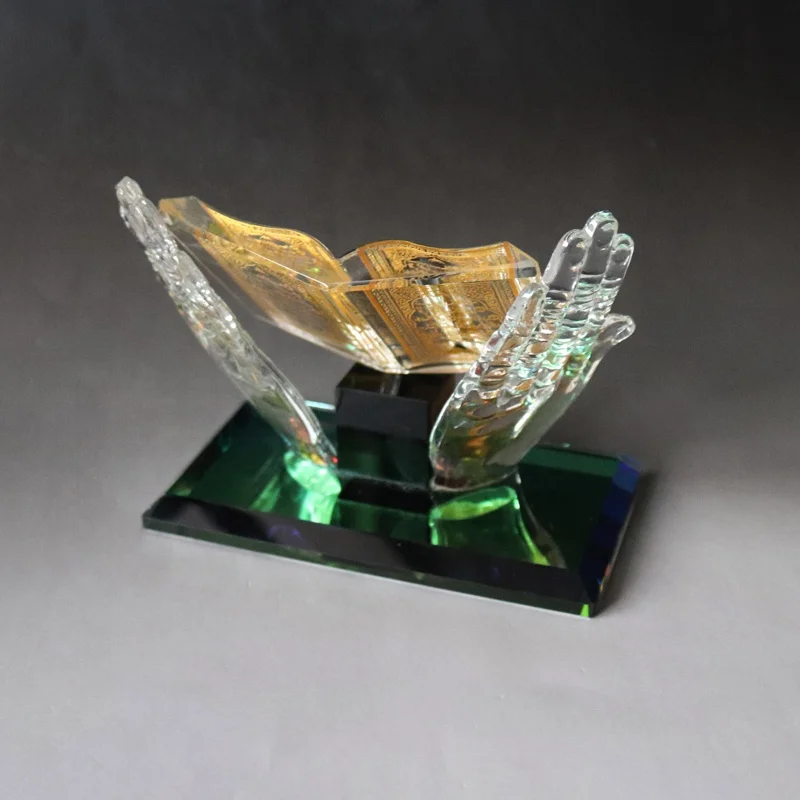 Wholesale Wedding Decorative Muslim Crystal Kaaba With Islamic Quran Crystal Book Souvenirs Gifts