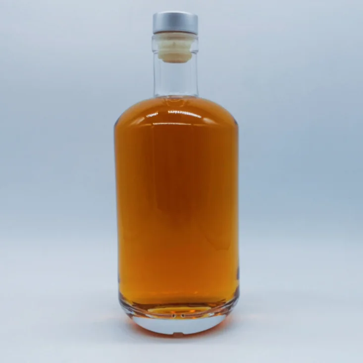 Fancy Clear flint vodka whisky wine spirit glass bottle for whiskey Custom logo round shape750ml glass liquor bottles wholesale