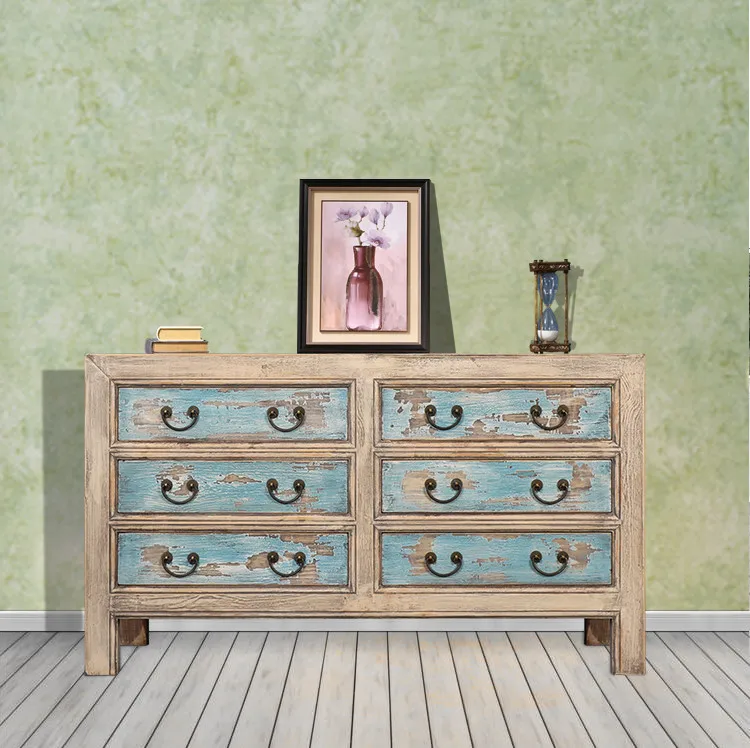 Chinese Antique Natural Recycled Wood Sideboard Chest drawers bedroom sideboard