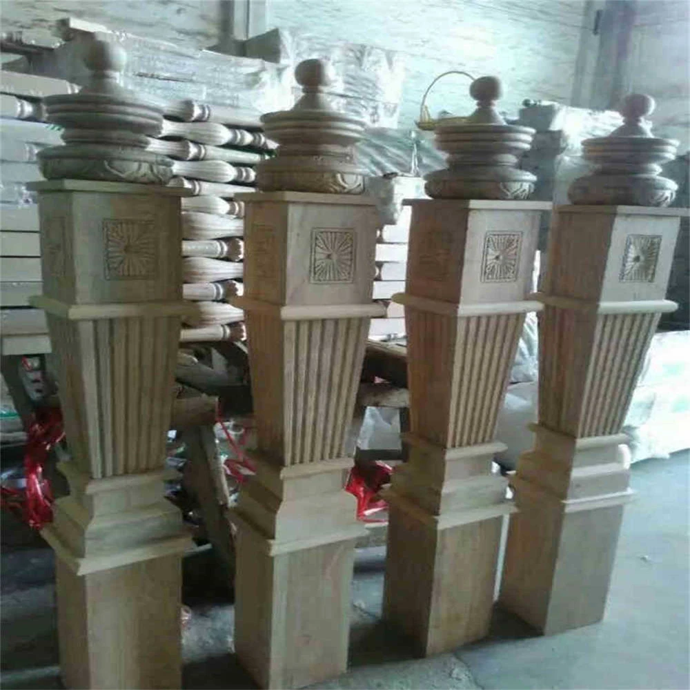 Modern Indoor Outdoor Decorative Brackets Stage Solid Wood Balustrades Railing Handrails Sale Wooden Pillar Piece