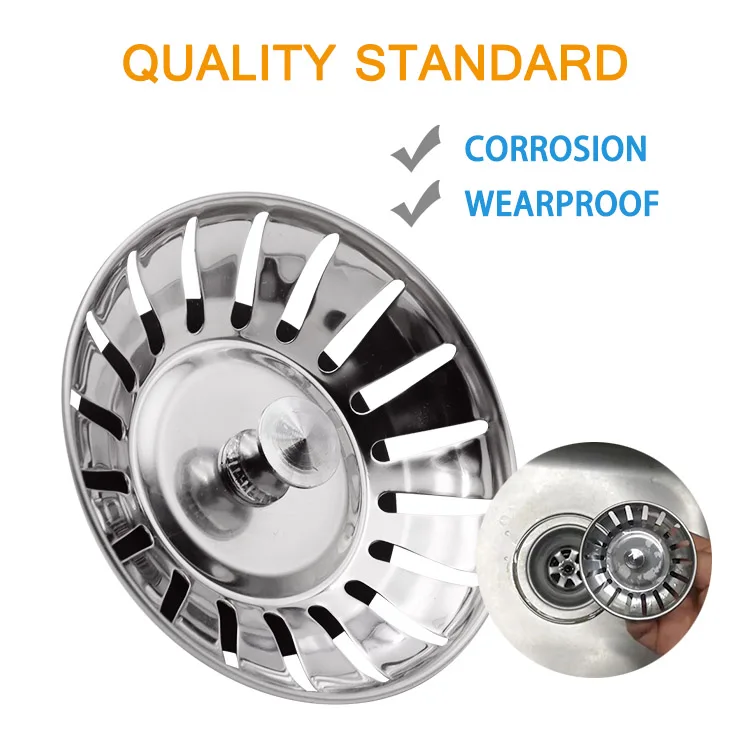 Sonda 732251 Stainless Steel kitchen 83mm Drain Basin Polished Anti Clogging Basket Sink Plug Drainer Waste Filter Strainer