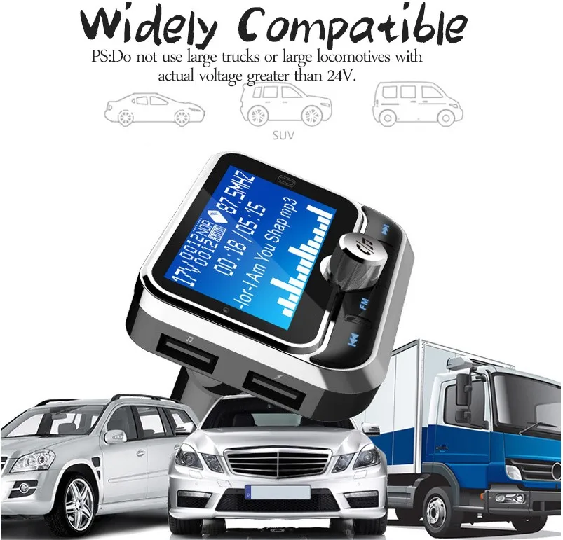 Автомобильный FM-передатчик BC32 Bluetooth mp3-плеер беспроводная гарнитура с ЖК-экраном 1