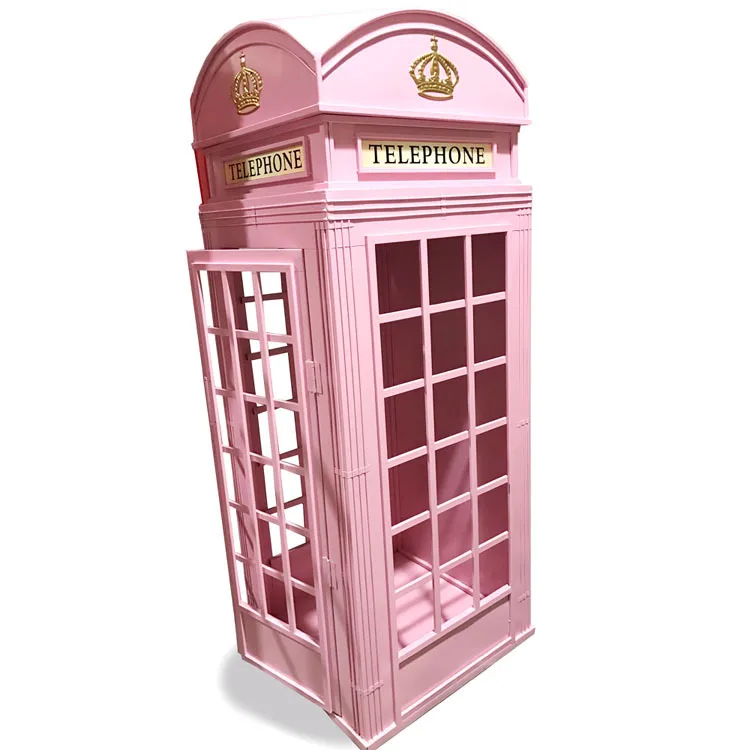 M927 New Art hotel decoration road pink green luxury telephone booth for flower arrangement wedding props