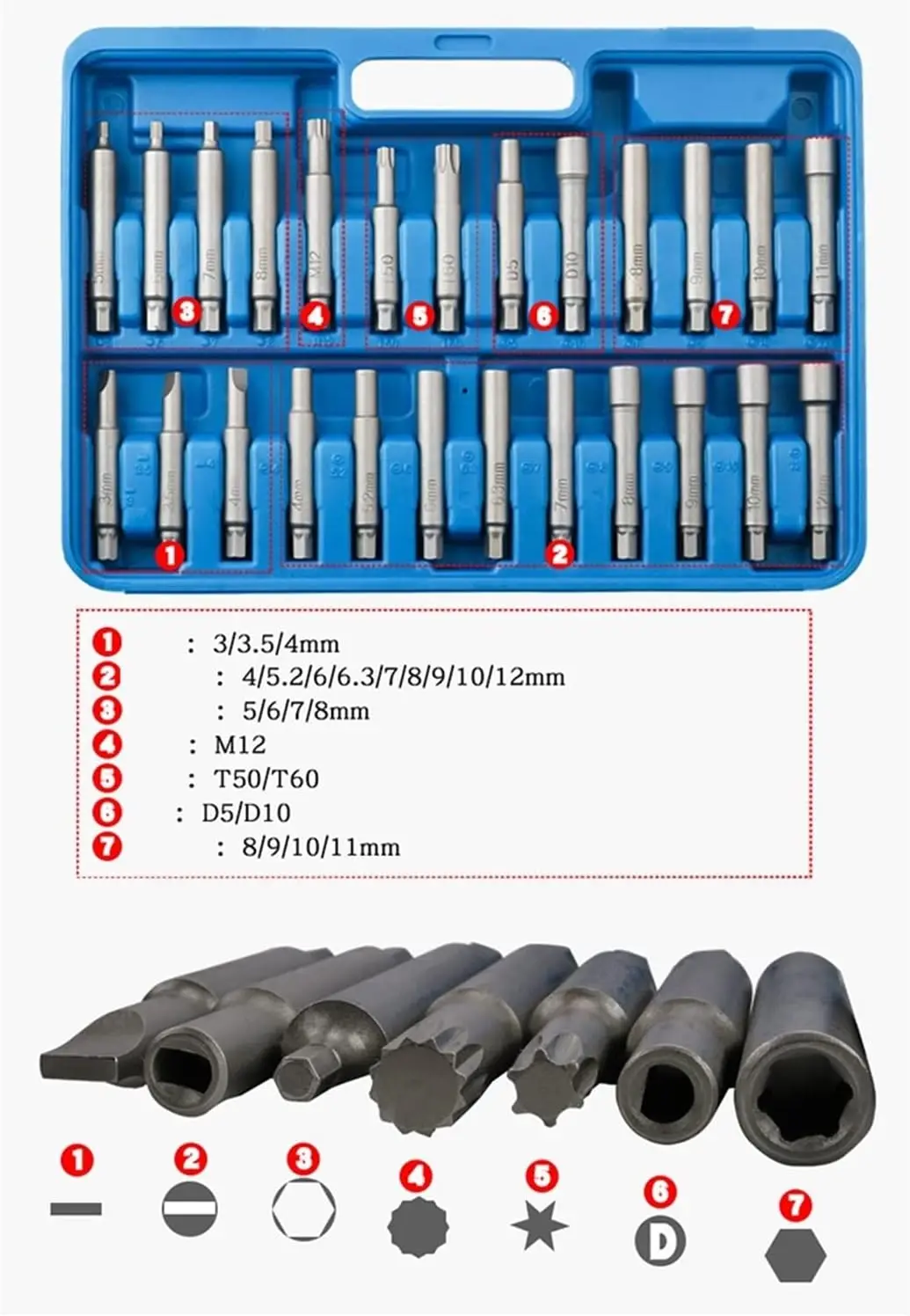 GTY 43pc Shock Absorber Strut Nut Go-thru Socket Set Absorber Nut Removal Tool  Steering Hub Suspension Shock Absorber Strut Nut
