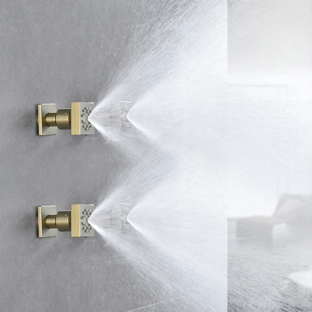 2 Functions Bathroom Rain Spray Jets Shower Head Brass Massage Shower Body Jets