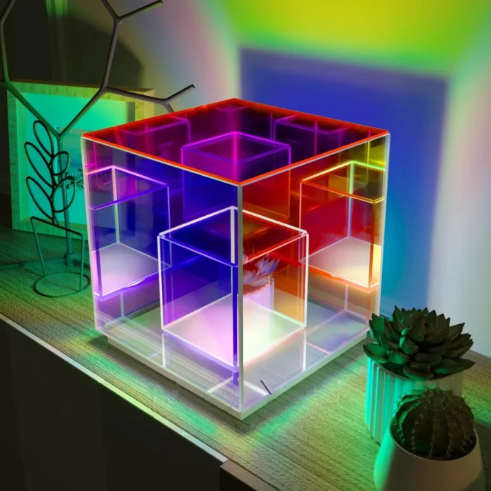 Дропшиппинг изменяющий цвет акриловый ночник бесконечность зеркало настольная светодиодная кубическая лампа