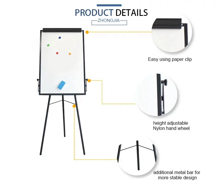 Excellent whiteboard that can be moved Tripod whiteboard With paper clips and various small accessories