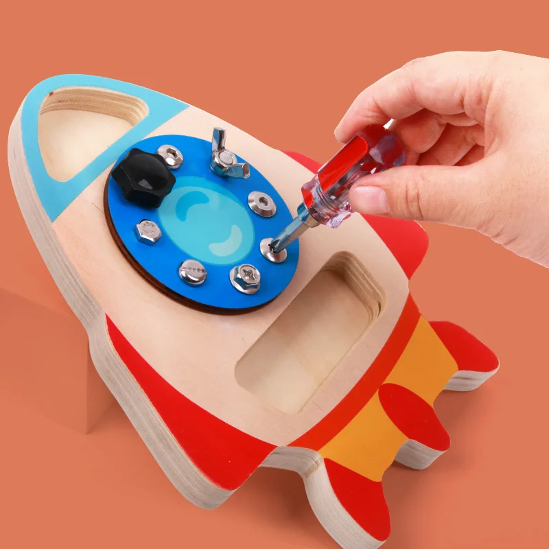 Early education toys Baby Mock Rocket model nut repair wood screw set Disassembly toy 5 7 year old boy gift