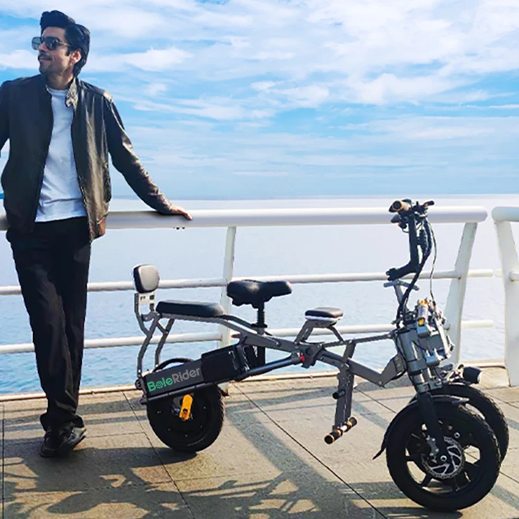 Wholesale 500 Watt 3 Wheels Electric Scooter Ebike 14 Inch Dual Batteries 48v Electric Bike Folding