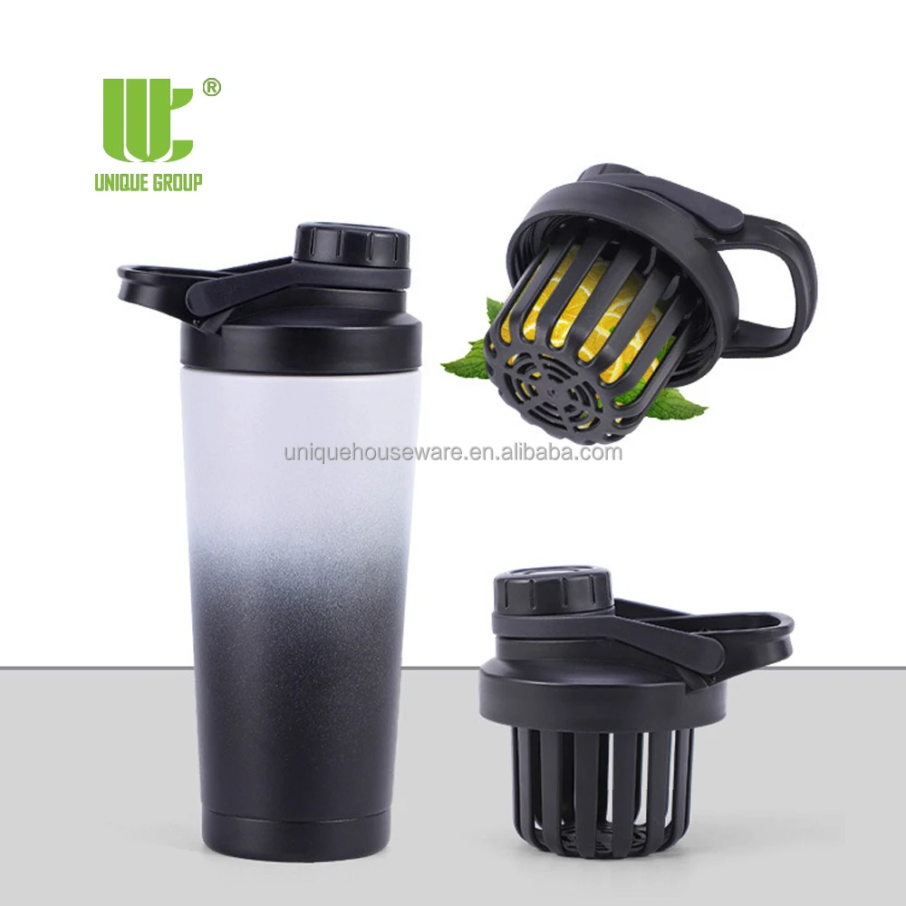 25oz Shaker Bottle Stainless Steel Water Bottle and Protein Powder Container Shaker Reusable Gym Water Bottle