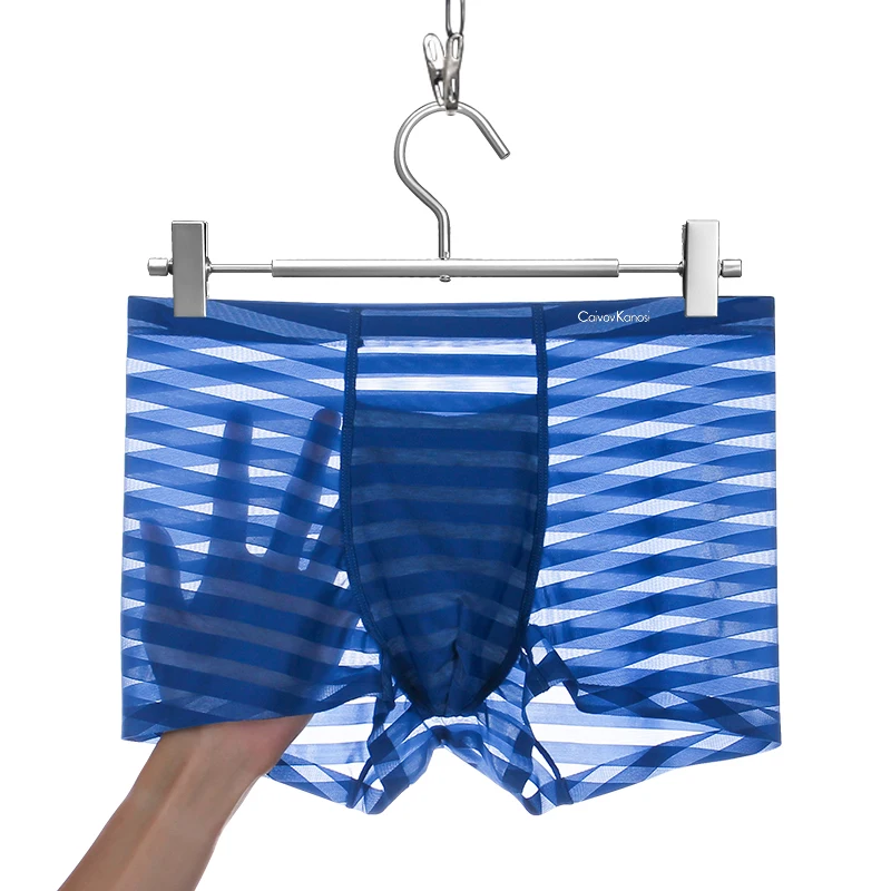 Caivov Kanosi Custom logo Seamless Mens Sexy Underwear & Boxers Elastic Gym Shorts Anti-bacterial Ice Silk Thin Boxer for Men
