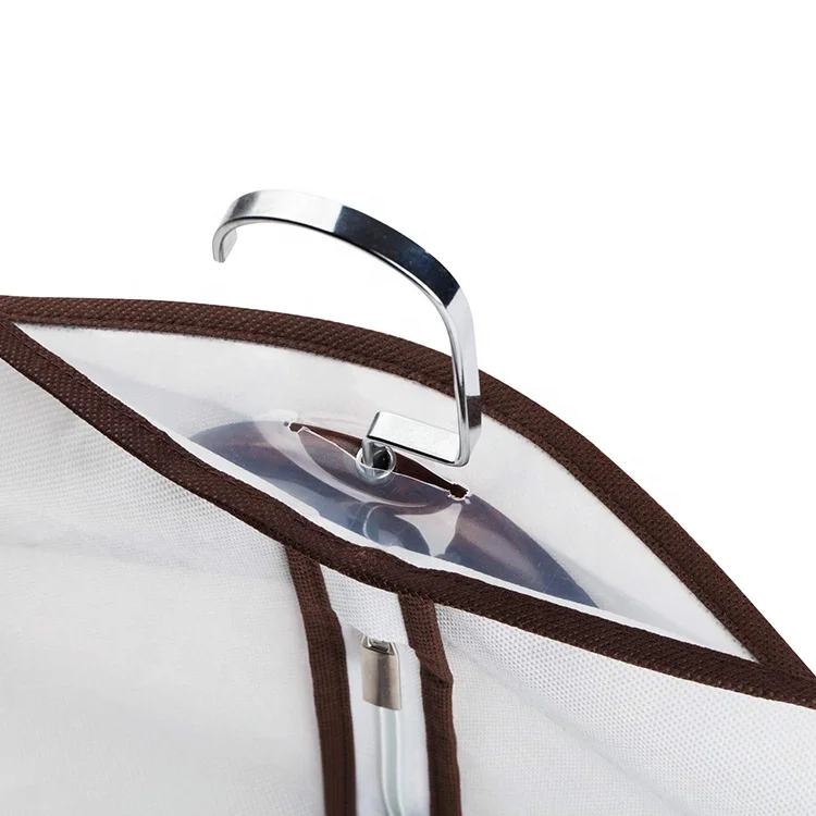 Set of 5 Custom Breathable White Cloth and PVC Garment Covers Dust and Packing Suit Bag Carriers for Storage Transportation