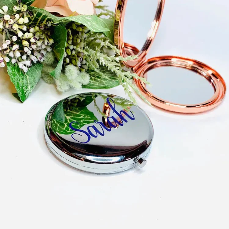70mm 2X Magnification Compact Pocket Mirrors Cosmetic Make Up Small Folding Portable Hand Round Mirror