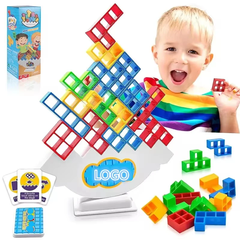 TetraTower Game Stacking Blocks Stack Building Blocks Balance Puzzle Board Assembly Bricks Educational Toys for kids