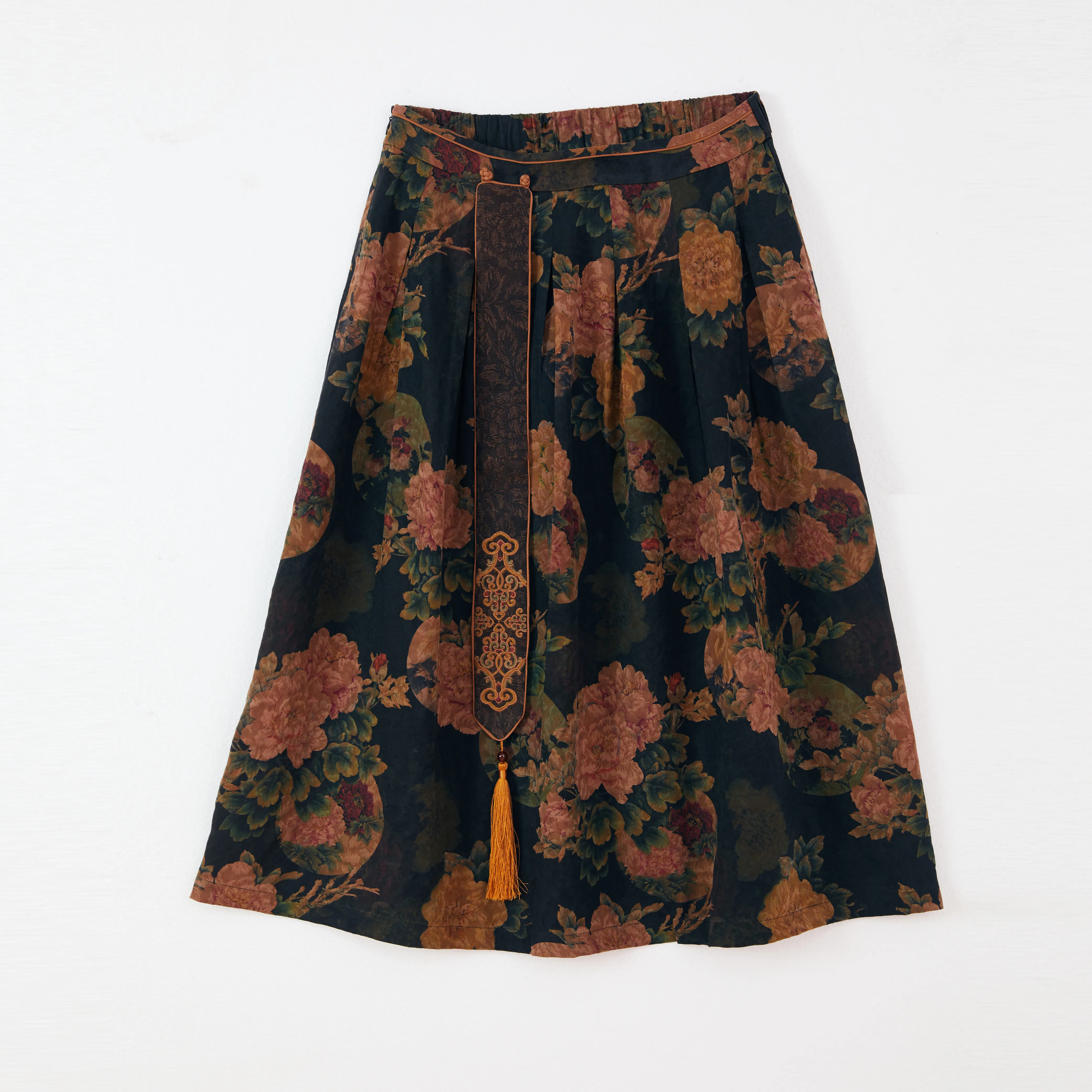 Women Plus Size Pleated Embroidery Silk Jupe Plissee Long Skirts For Women Muslim