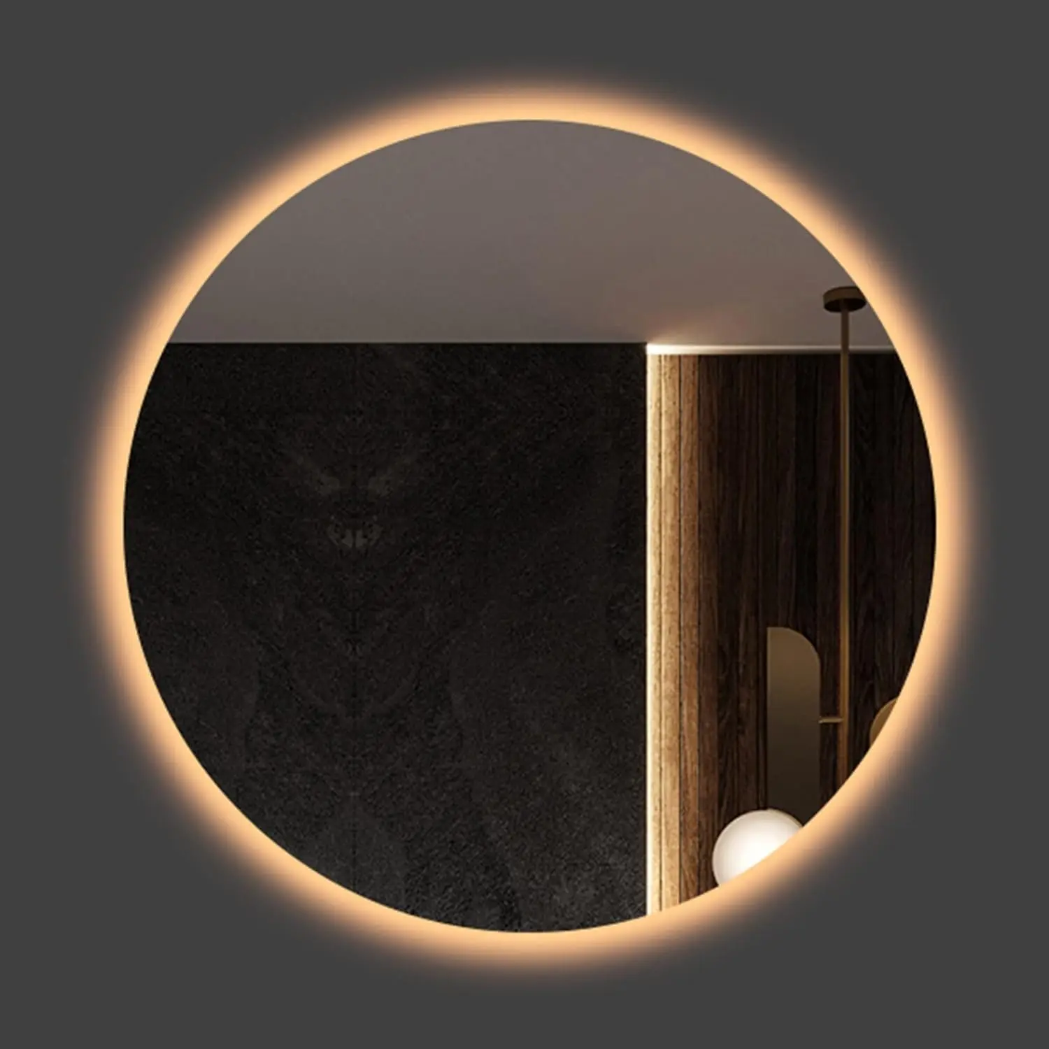 CF BLM1003 Modern Round Led Mirror Wall Mounted Touch Switch Screen Smart Mirror Silver Led Light Bathroom Mirrors with light