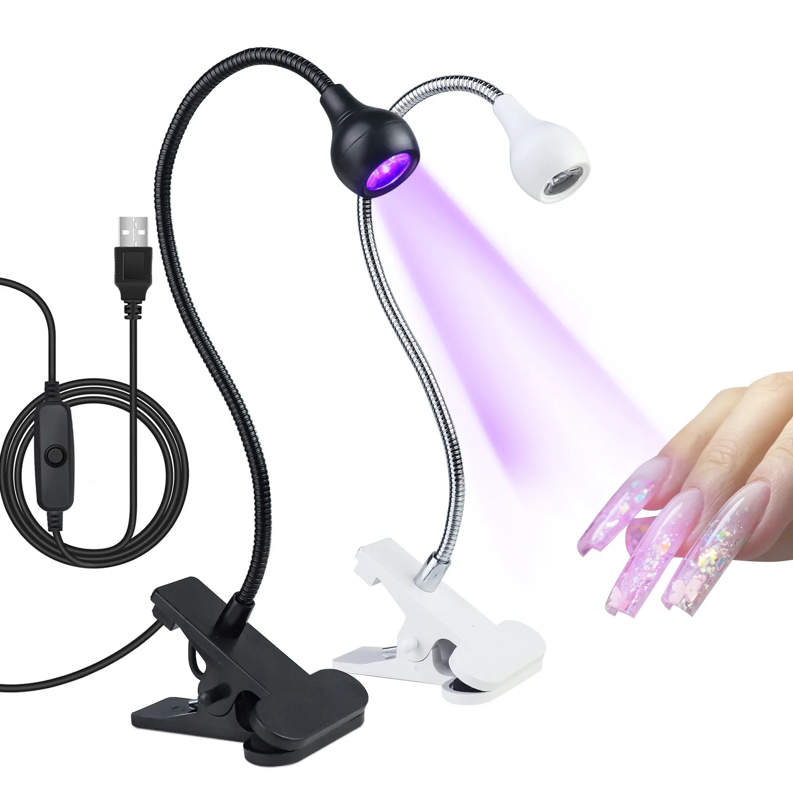 Hot UV Led Lamp Portable Clip Purple Light Flexible Metal Tube USB Mini UV Gel Curing Ultraviolet Lights Professional UV Led Nai