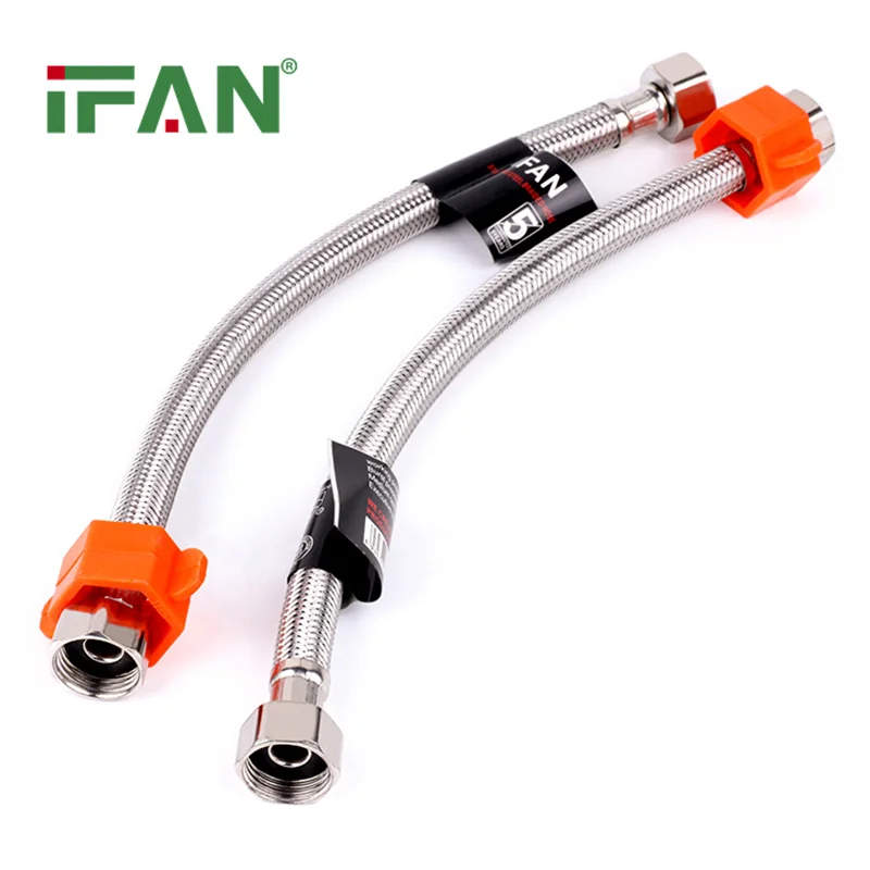IFAN Bathroom Water Heater Connector 304 Stainless Steel Shower Hose Plumbing Flexible Braided Shower Hose With Brass Nuts