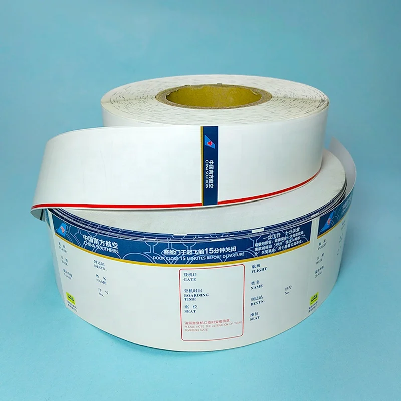 Wholesale Custom thermal paper Airline air flight tickets Boarding Pass Printing Airplane Ticket High quality Card Printing