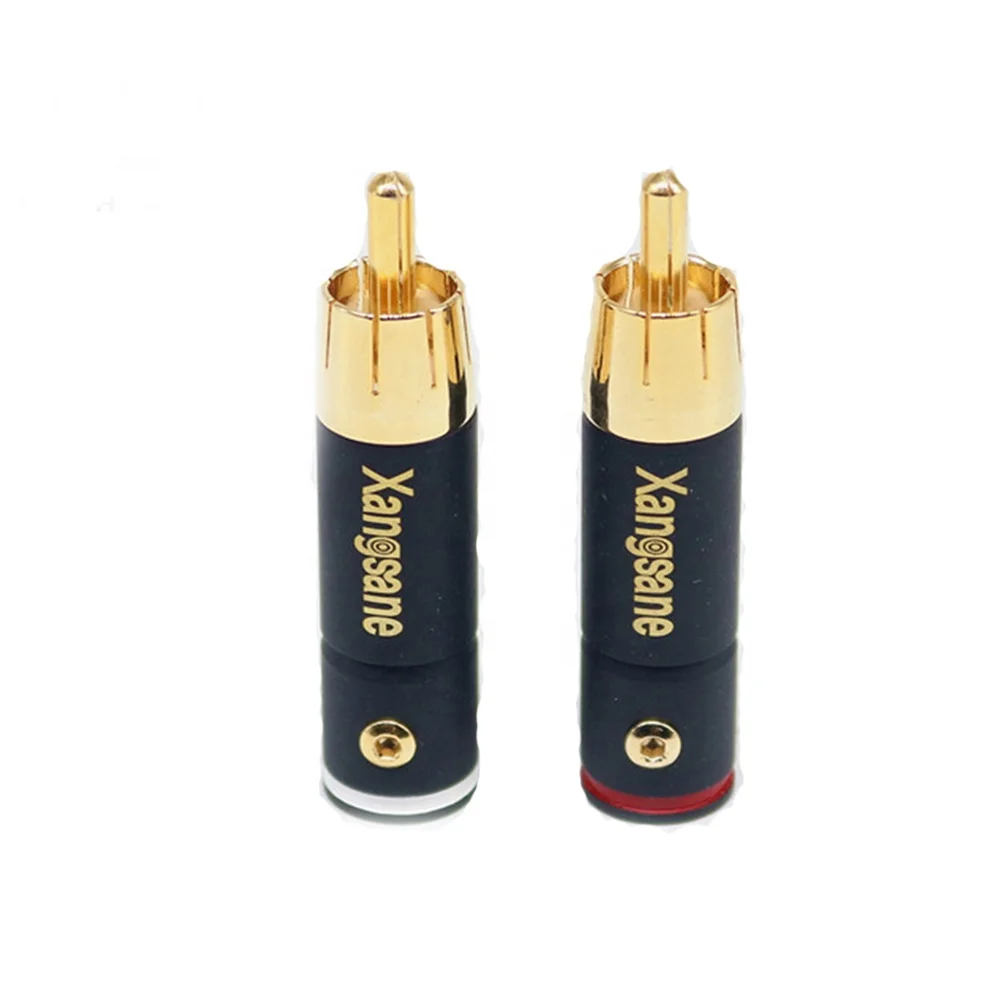 AV Lotus Adapter YIVO XSSH Audio Hifi DIY OEM ODM Brass Gold Plated Speaker Signal Cable Wire Male RCA Plug Connector Jack