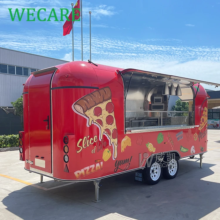 WECARE Mobile Coffee Shop Trailer Ice Cream Truck Catering Trailer Fully Equipped Snack Machines Food Truck with Full Kitchen