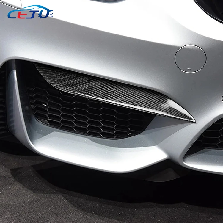 Car Accessories Carbon Fiber Look Car Body Kit Front  Corner Bumper Lips Side Splitters Up Flaps For BMW M3 F80