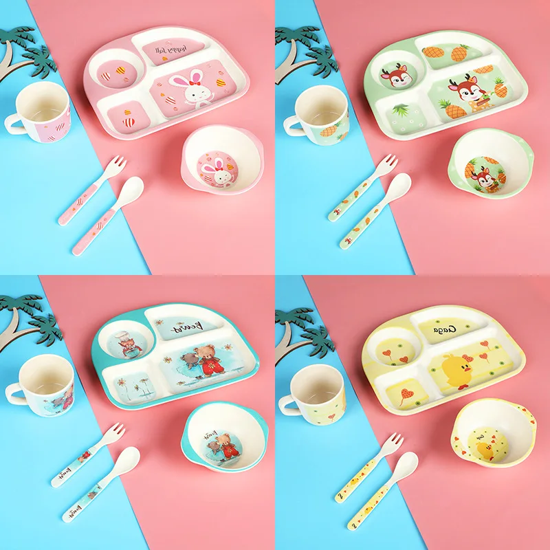 Wholesale melamine dinnerware set Bamboo dinnerware for kids A5 melamine plate Bowls cups melamine tableware BPA free