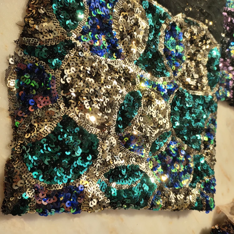 
Textile Cloth Material Reversible Sequin Embroidery Fabrics Sequin Mesh Lace Fabric 