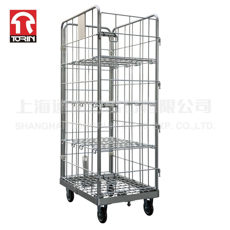 Torin SWK1042-WOT Steel multi-layer movable folding cargo storage steel roll container	roll cart