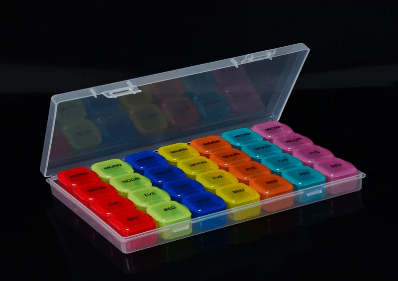 Monthly Pill Box am/pm Pill Organizer box for 7 Days 28 Compartments pill packaging box