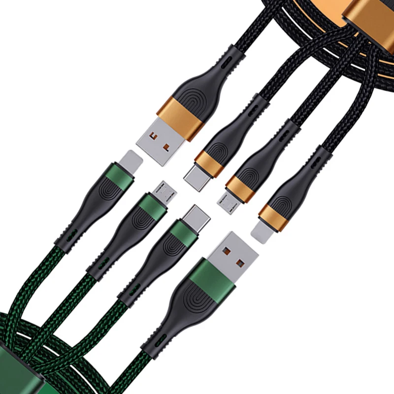 Лидер продаж, прочный нейлоновый плетеный кабель 3 в 1 с несколькими Usb-портами для передачи данных и зарядки, Usb-кабель 3 в 1 для компьютеров и телефонов