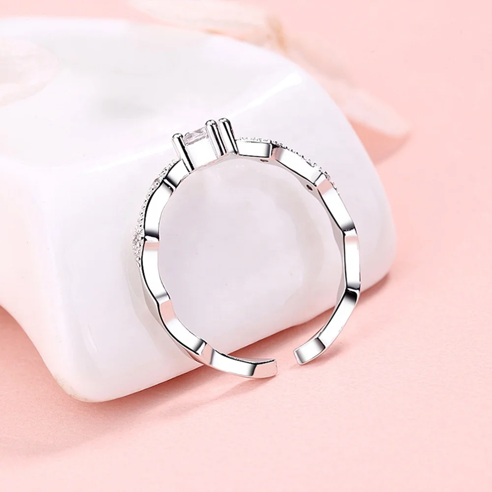 
China Natural Clear Zircon Jewellery Woman 925 Sterling Silver Open Ring 