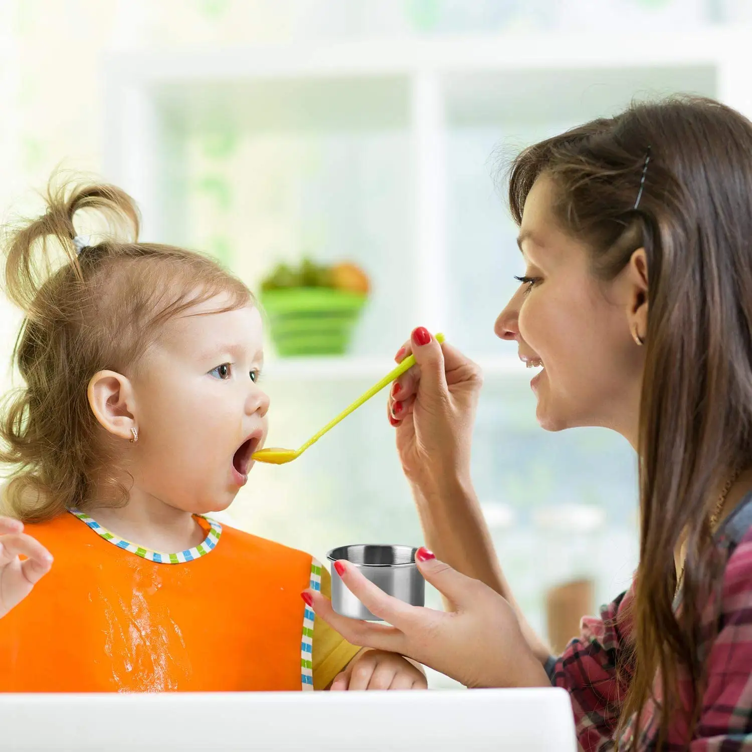 3.4oz Stainless Steel Condiment Containers Food Grade Salad Dressing Containers with Silicone Lids for Snack Desserts, Baby Food