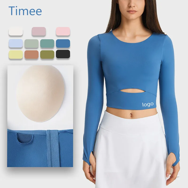 Sports long-sleeve T-shirt with chest pad ropa deportiva dama dance tops plus size activewear