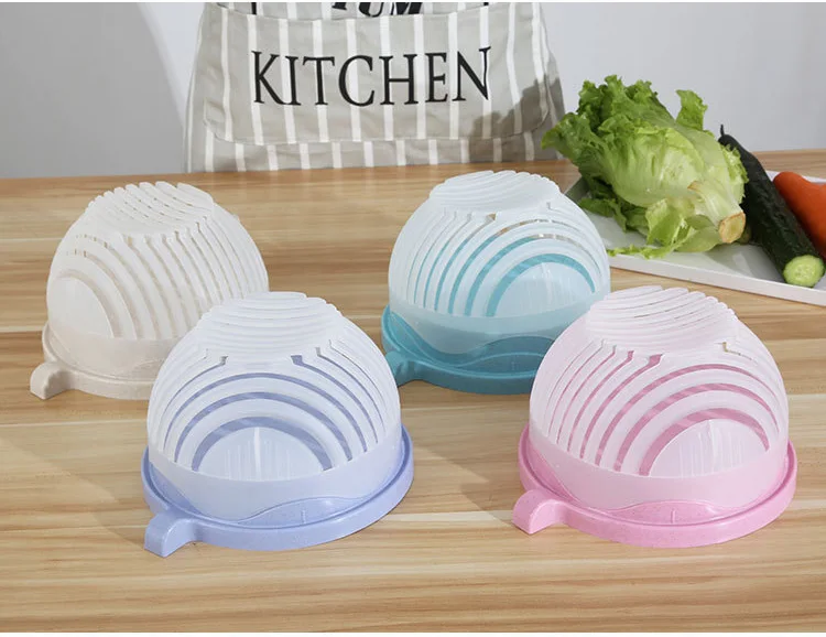 Multi-function Salad Maker Kitchen Colander Fresh Fast Fruit Vegetable Salad Chopper Slicer Serving Salad Cutter Bowl