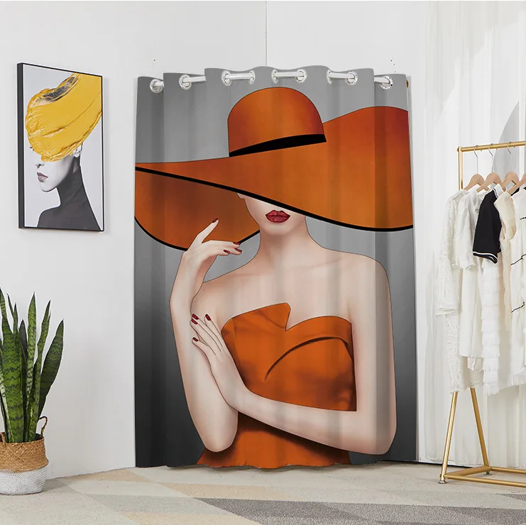 Nordic Style Cartoon Flower And Animal Pattern Design Printed Door Curtain Fitting Room Curtain Supports Customization