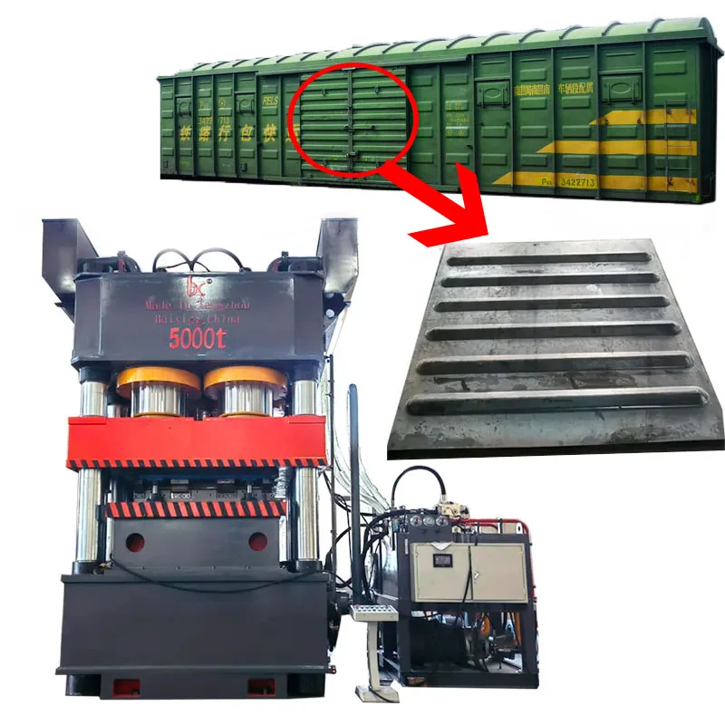 5000 t one-time stretch forming hydraulic press is used for hatch door panels of railway freight cars