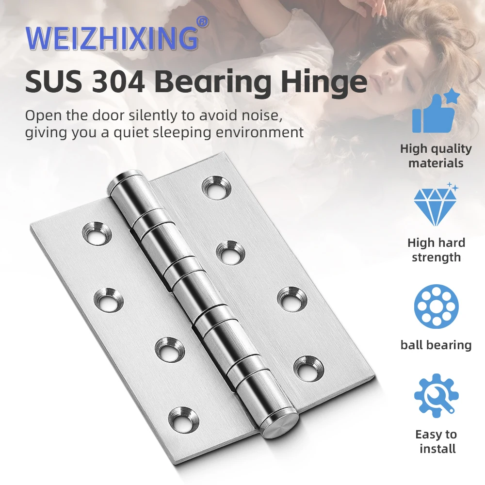 Weizhixing Hot Sale High Quality 5 Inch 3.0 Sus 304 Doors Ball Bearing Stainless Steel Flat Door Hinge