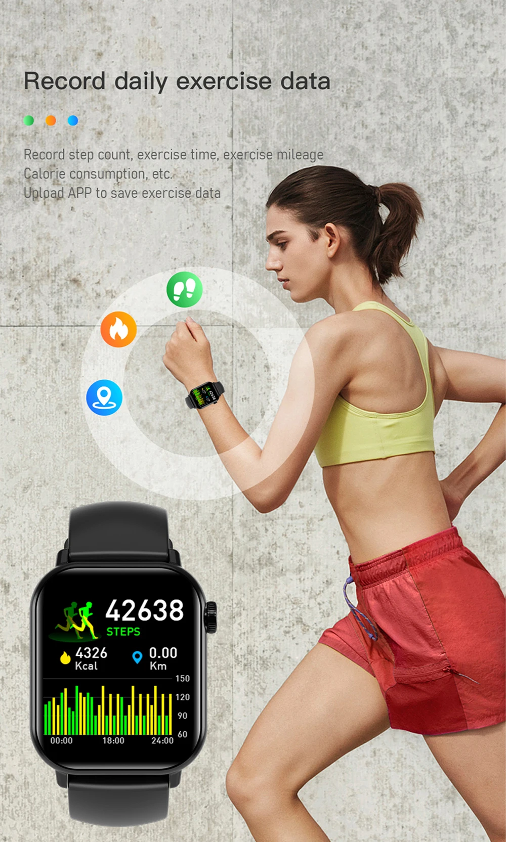 Call Function 1.81 Big Screen Smartwatch Step Calorie Counter Body Temperature Sport Smart Watch With Heart Rate Monitor