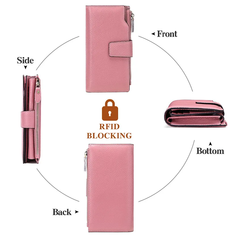 Hot Selling Style Women Pu Leather Long Wallet Lady Purses