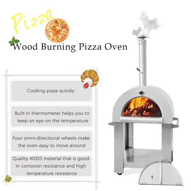 Popular Outdoor Hot Sale Stainless Steel Wood Fired Pizza Oven