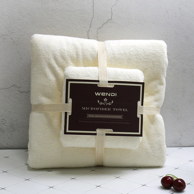 
promotion towel plain color soft microfiber gift towel set packing for family 