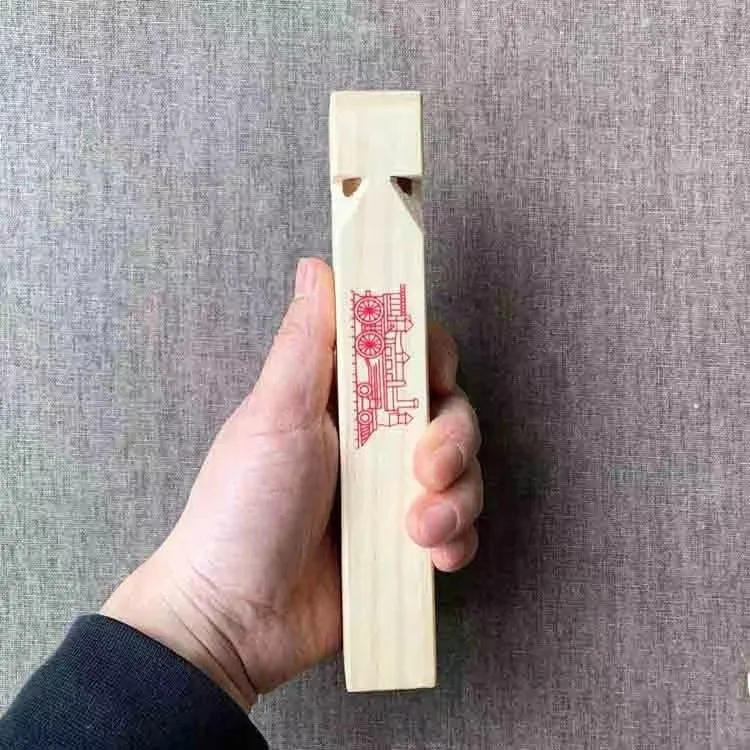 C06300 wholesale factory custom bulk whistles Kids musical toys  Solid Wood whistle horn Wooden Train Whistle