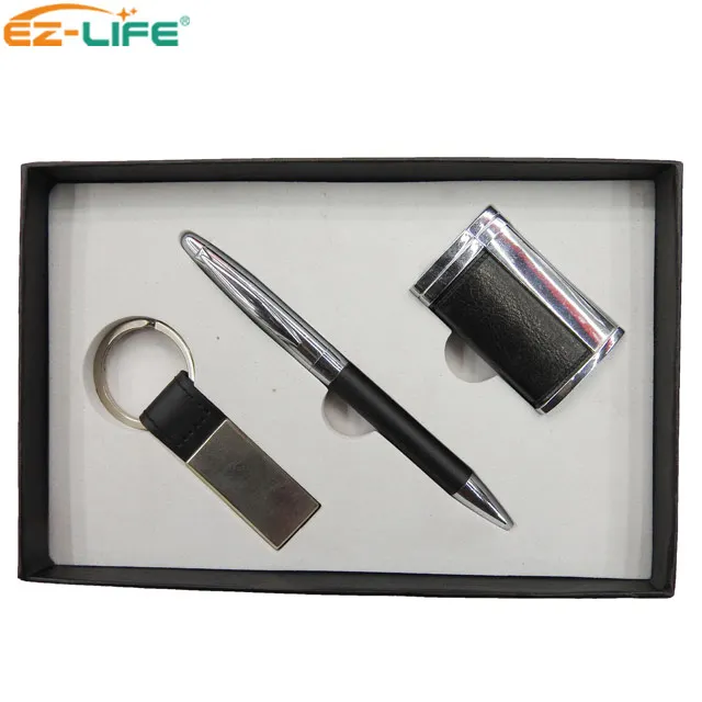 Рекламный роскошный подарочный набор зажигалка металлический брелок цепь бизнес-ручка с