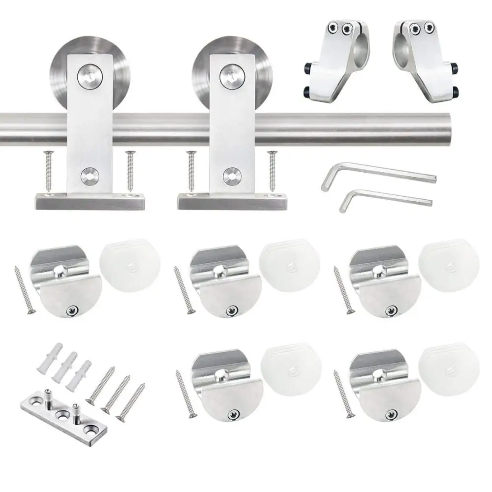 
6.6FT Top Mounted Sliding Barn Door Hardware Stainless Steel Track Kit for Single Door 