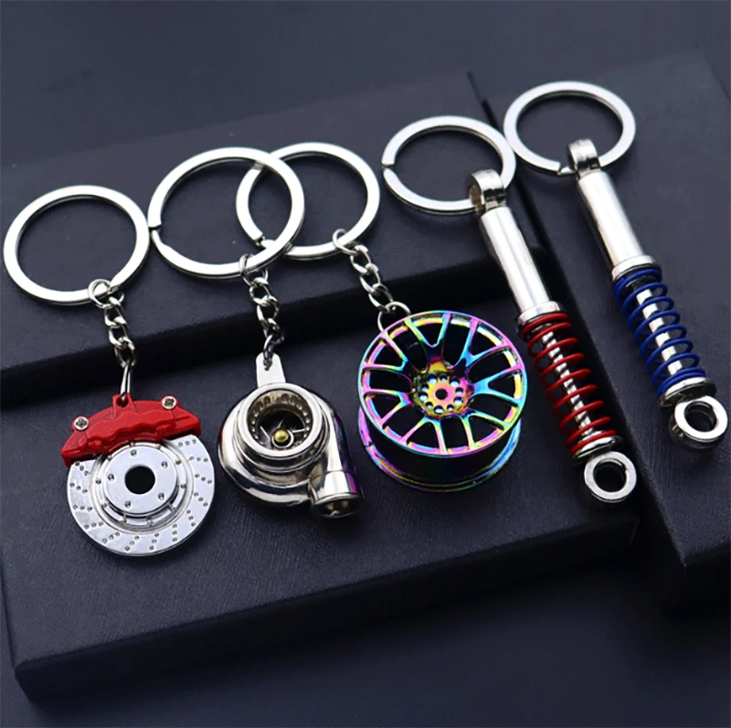 Creative Metal Turbo Keychain Brake Tire Shock Absorber Key Chain for Promotion Gift