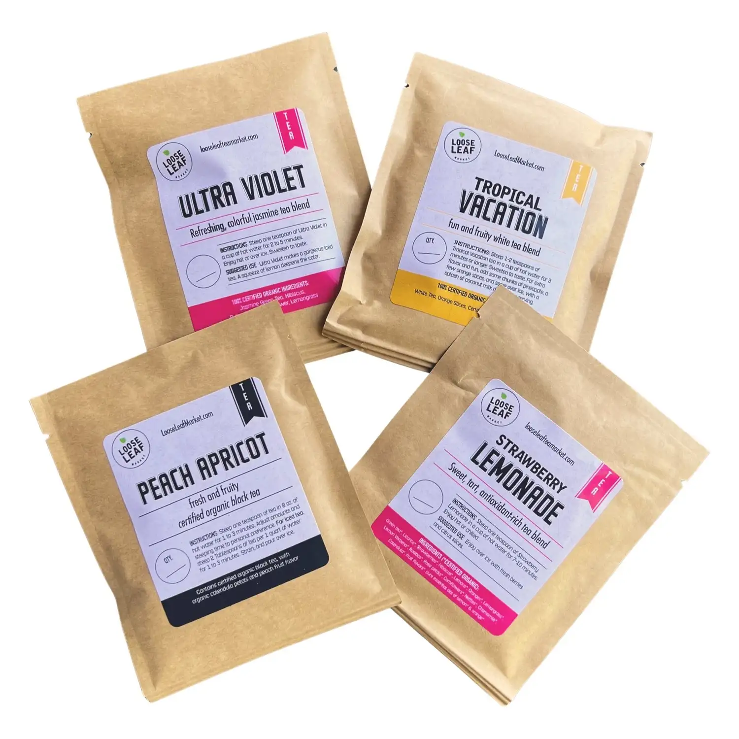 Biodegradable Eco Friendly Kraft Paper Tea Pouch Tea Leaves Packaging Bags