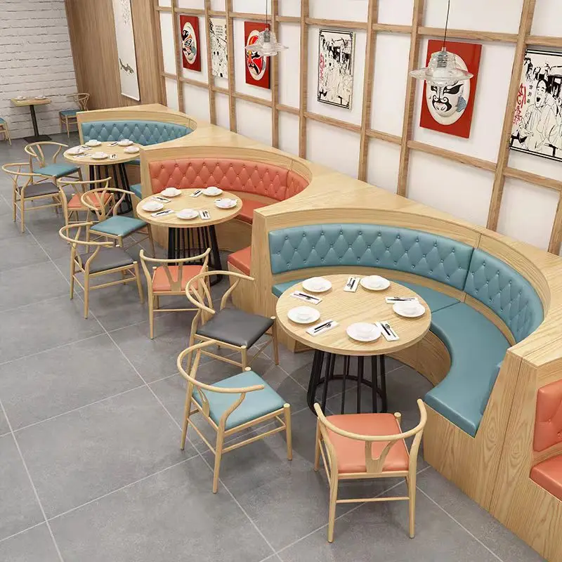 Marble Dinging Round Table Coffee Solid Wood Frame Armchairs Restaurant Booth Table And Chairs Set Cafe Furniture For Hotel