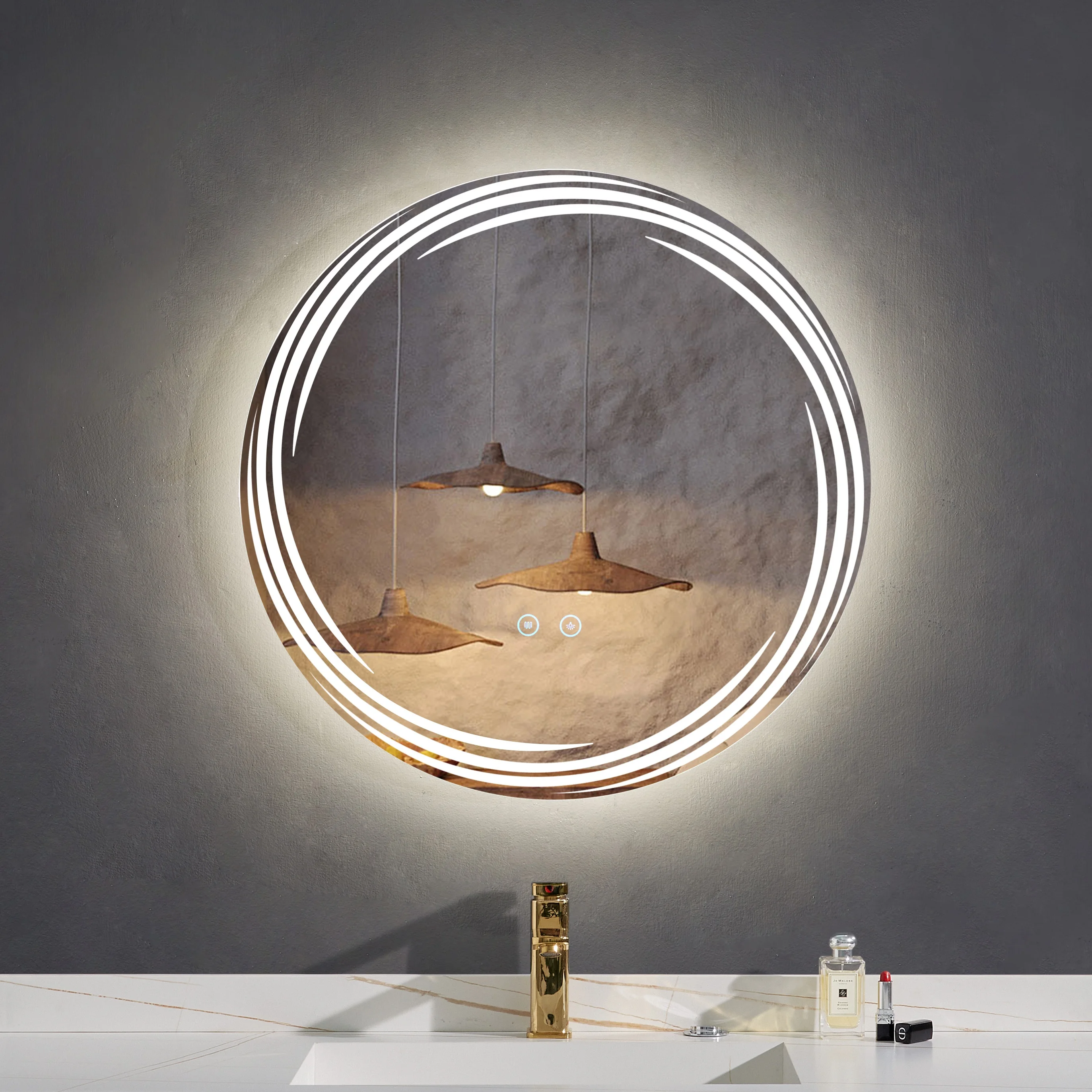 Demist Etl Led Mirror Bathroom Rounds Energy Saving illuminated Smart Round Mirror With Led